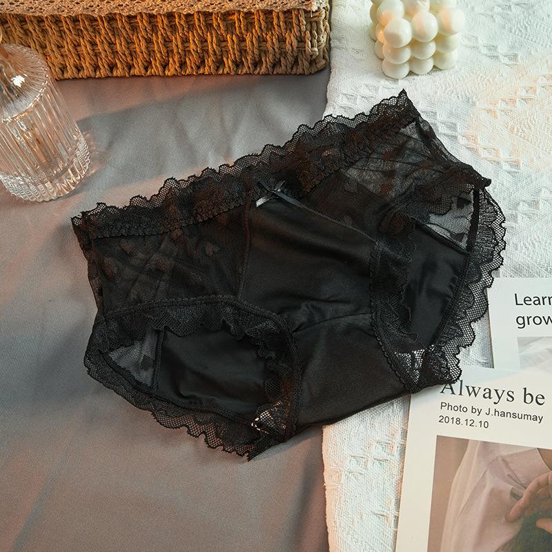 Женское нижнее белье из чистого хлопка с антибактериальным кружевом в области шагового шва, удобные бесшовные трусики для девочек, летние, со средней и высокой талией, дышащие, с треугольными чашечками