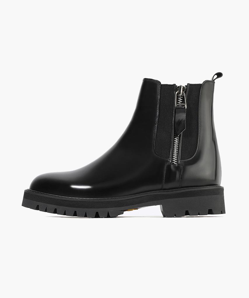 Firenze Atelier [Vibram] Zipper Detail Full Grain Round Toe Chelsea 9770 [Black Box]