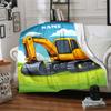 Custom Name excavator Theme Printed Blanket - Perfect for Couch, Bed, Travel & Outdoor Use | Machine Washable, Cozy & Durable.
