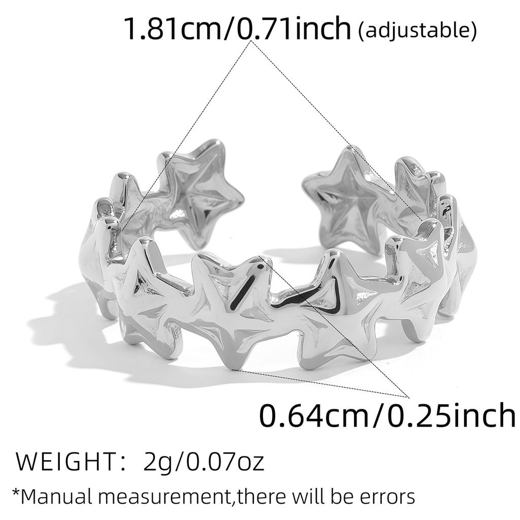 Stainless Steel Star Beaded Rings for Women Creative Opening Ring Two Tone Women Trendy Daily Casual Wear Jewelry No Fading