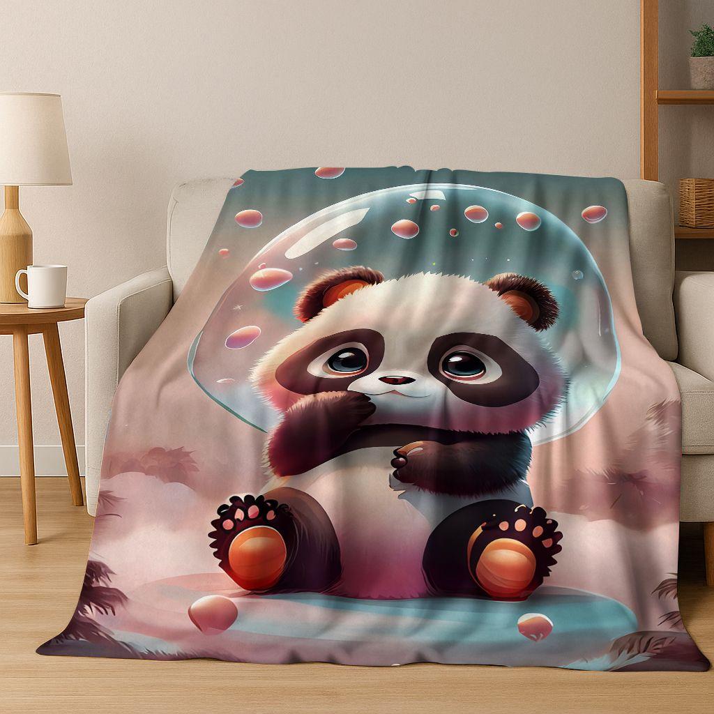 2026 New Dream Panda Cute Cartoon Art Flannel Blanket,Cozy Soft Throw Blanket for Home Bedroom Bed Sofa Picnic Cover Gift Kids