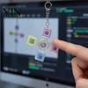 Glowing Fidget Spinner 4-Keys Keyboard Toy, LED Light-up with Keychain, Stress Relief Push Button Finger Clicker Pendant Compact Reliever