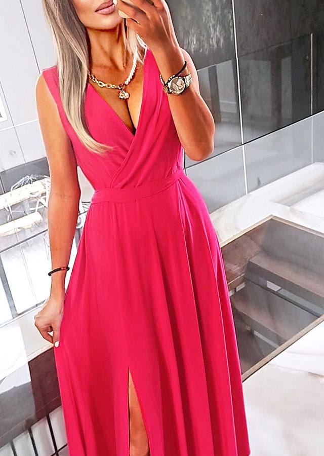 Long Red Dress For Wedding Or Party With A Slot Big Sizes Red 4Xl