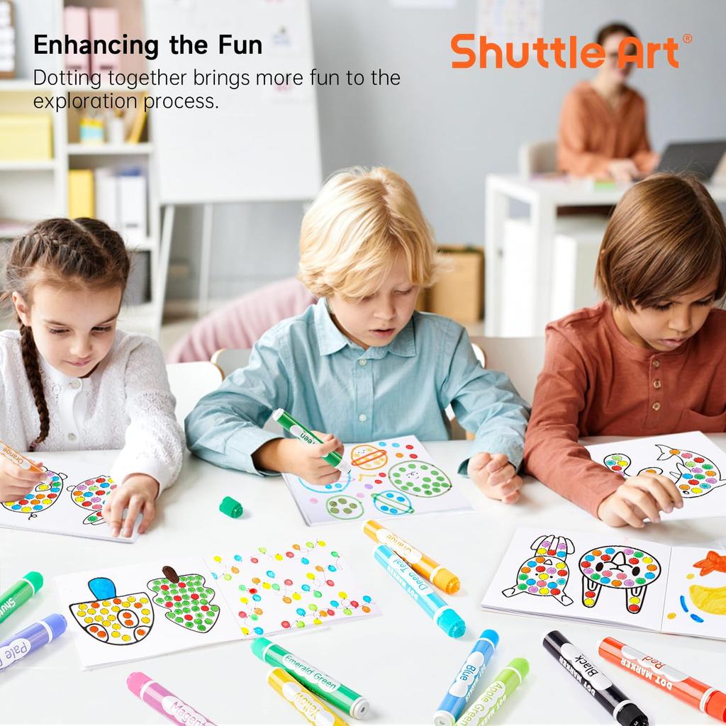 Маркер Shuttle Art Dot 20 цветных точек, смываемый, с простым в использовании рисунком, ручка для подарков на входе, цвета, на водной основе, 12 мл, детская ручка, вода,