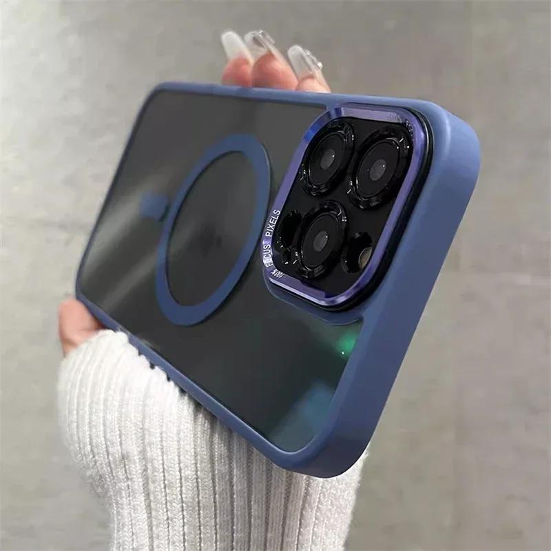 Прозрачный акриловый магнитный чехол для беспроводной зарядки Magsafe для iPhone 16 15 14 Plus 13 12 Pro Max Гибридная противоударная твердая задняя крышка