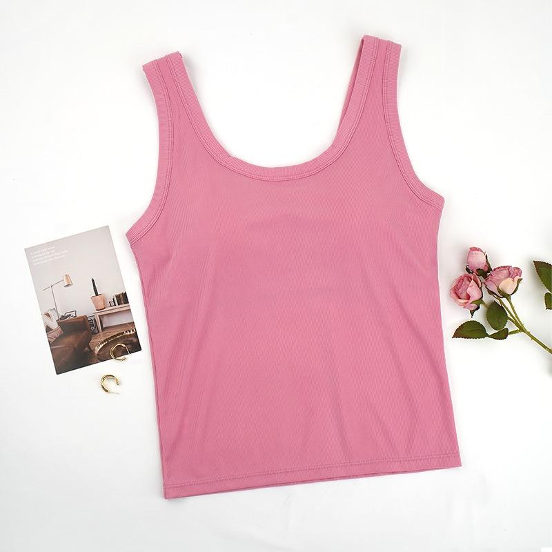 Женская майка U-образной формы в рубчик со съемными подушечками для бюстгальтера, однотонная, однотонная, повседневная, облегающего кроя, внутренняя и внешняя майка