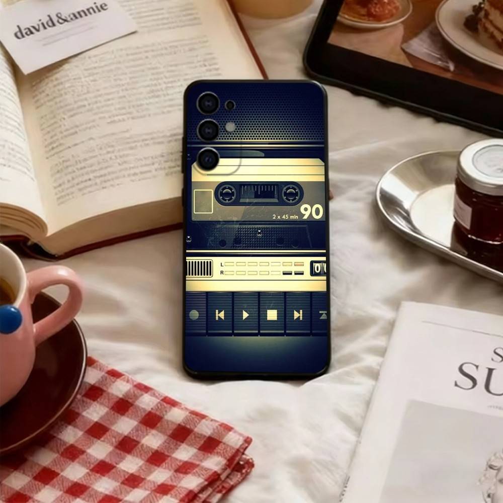 Винтажный Чехол-Телефон-Кассета Черный Силиконовый Мягкий Для Samsung S25,S24,S21,S22,S23,S30,Ultra,S20,Plus,Fe,Lite