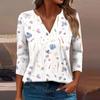 Women's T Shirt Tee Printed 3/4 Sleeve Daily Weekend Fashion Basic V Neck Regular Top