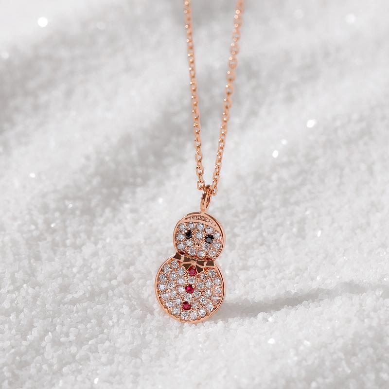 Mcel 14K Holiday With Snowman Necklace