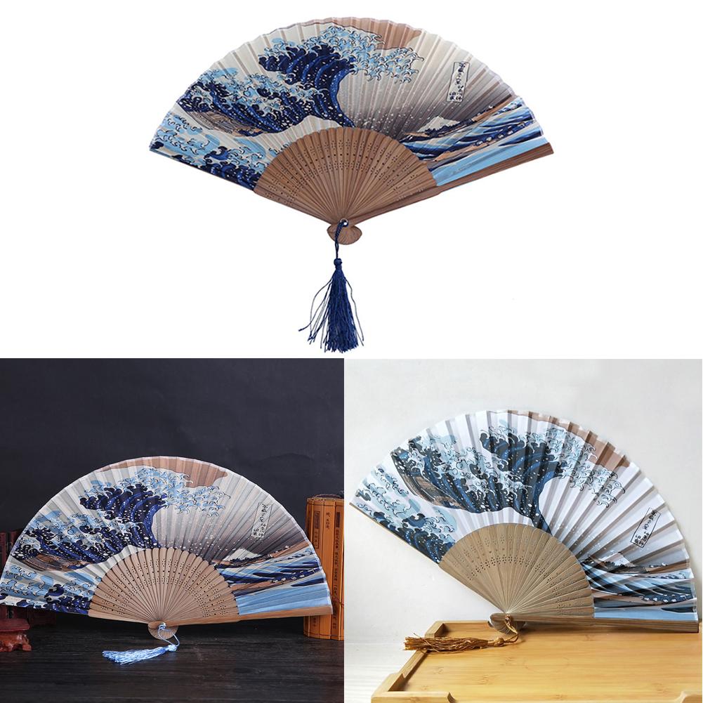 Vinatge Wave Fan Portable Folding Fan Pocket Fan For Wedding Party Decoration Dancing Performances Gifts
