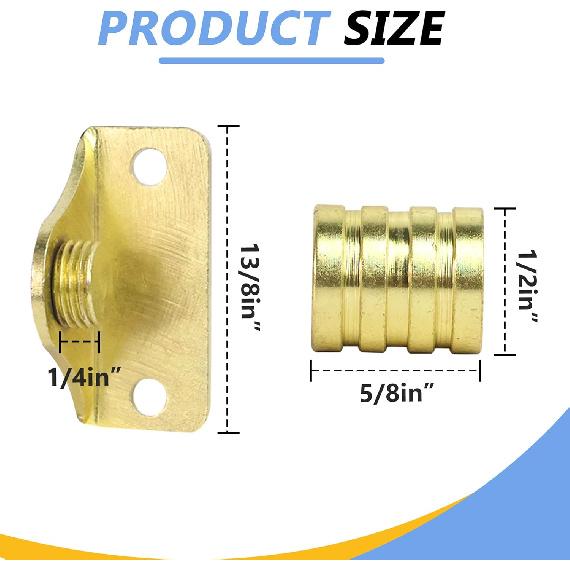 3/8" Outside Mount Curtain Rod Brackets (4-Pack) | Heavy Duty Metal with Brass Plating | Includes Screws & Pole Holders Fits All 3/8" Brass, Aluminum
