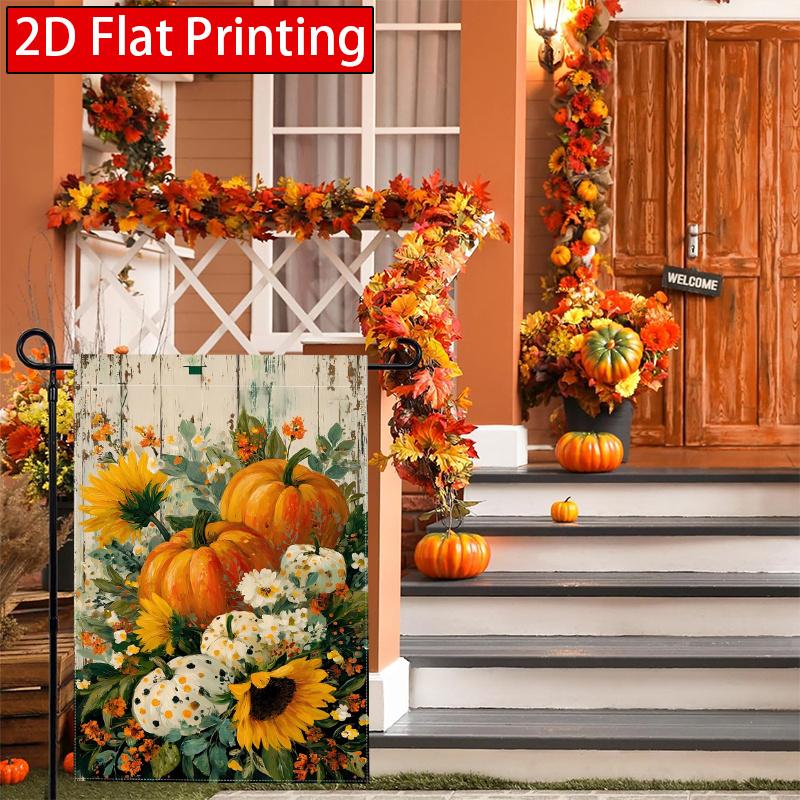 Thanksgiving Autumn Pumpkin Sunflower Garden Flag_2-28x40 Inch Outdoor Garden Flag Double-sided Home Decoration Courtyard Decoration Outdoor Decoratio