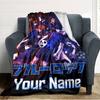 Name Custom Blue Lock Print Flannel Blanket High Quality Warm Comfortable Cover for All Seasons Perfect for Gifts Home Decor