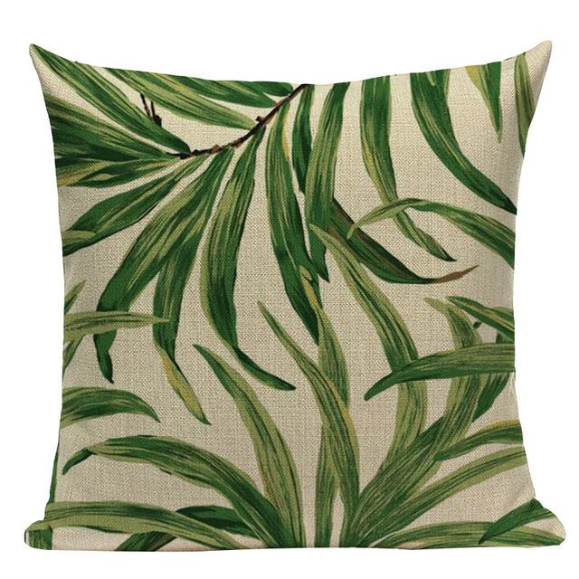 Tropical Plants Palm Tree Printed Decorative Throw Pillow Cushion Cover Case Green Leaf Leaves Cushion Case For Sofa Home