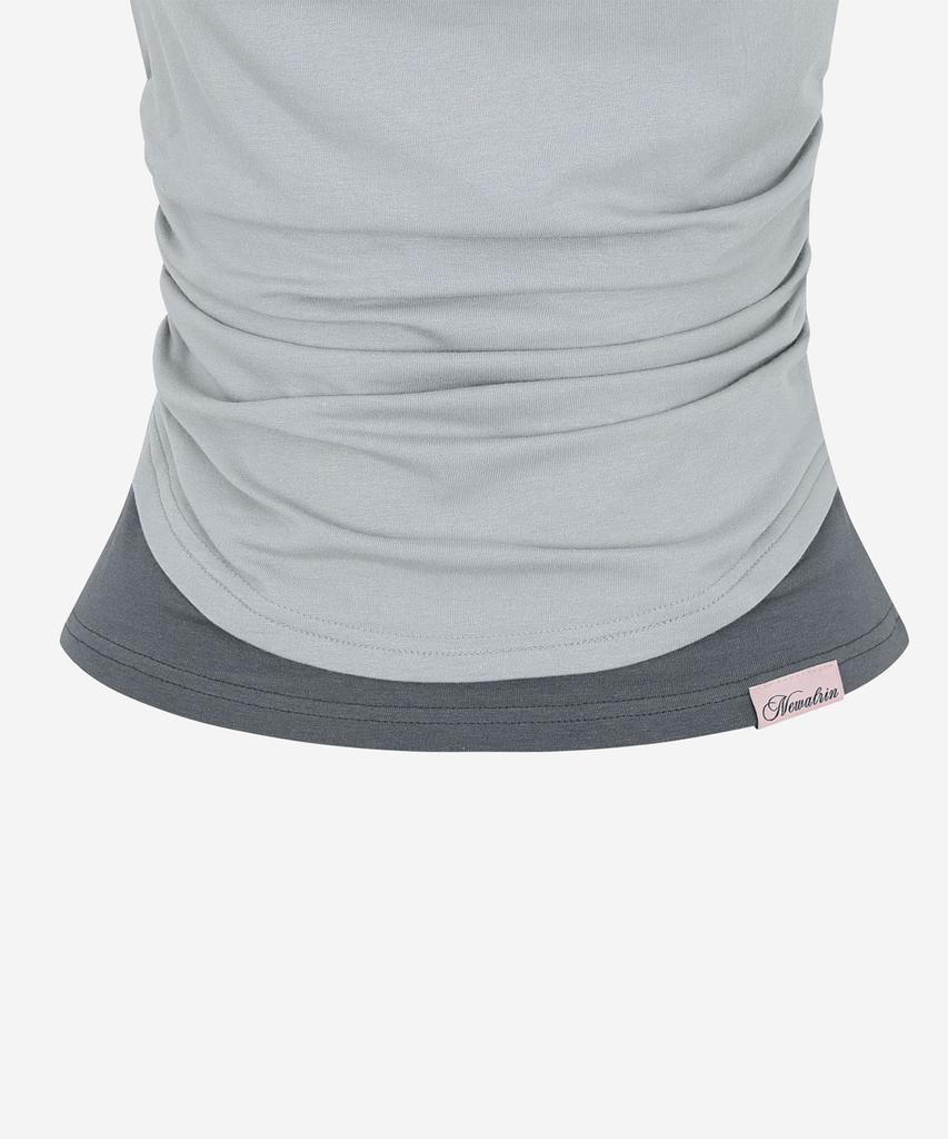 NEWALRIN Tori Draping Layered Short Sleeve Top(6Colors)