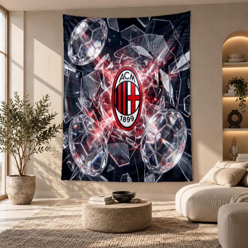 Decorative Tapestry,AC Milan Printed Wall Art, Lightweight Wall Hanging For Bedroom Background