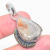 Natural Laguna Lace Agate Gemstone 925 Sterling Silver Pendant 1.69" W5E98