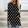 Womens Tops Round Neck Long Sleeve Blouses Casual Mid-length Shirts Fashion Print Tunic Tops