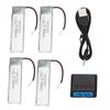 4Pcs Lipo Battery 500mah 3.7V 25C Small White Head Lithium Battery with Charging Kit for Remote Control Car