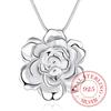 925 Sterling Silver Lotus Necklaces & Pendants for Women Elegant Flower Short Choker Necklace Sterling Silver Fine Jewelry Bijou