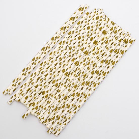 100 шт. Бумажные соломинки Разнообразные Пищевые Биоразлагаемые Рождественский стиль Одноразовая сервировка стола