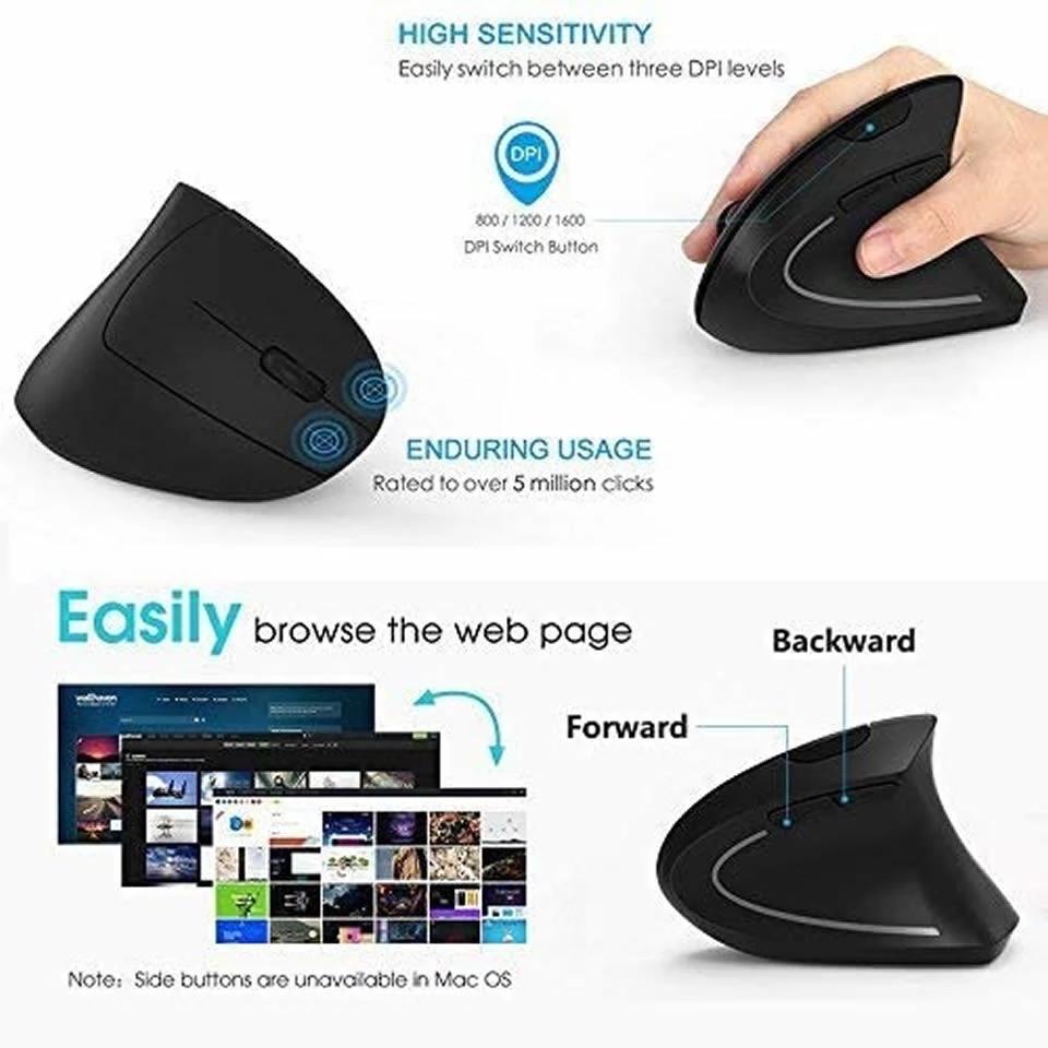 Bluetooth Вертикальная эргономичная игровая мышь Беспроводная перезаряжаемая геймерская мышь Mause Kit Оптическая мышь 2,4G Компьютерный ноутбук Настольный компьютер