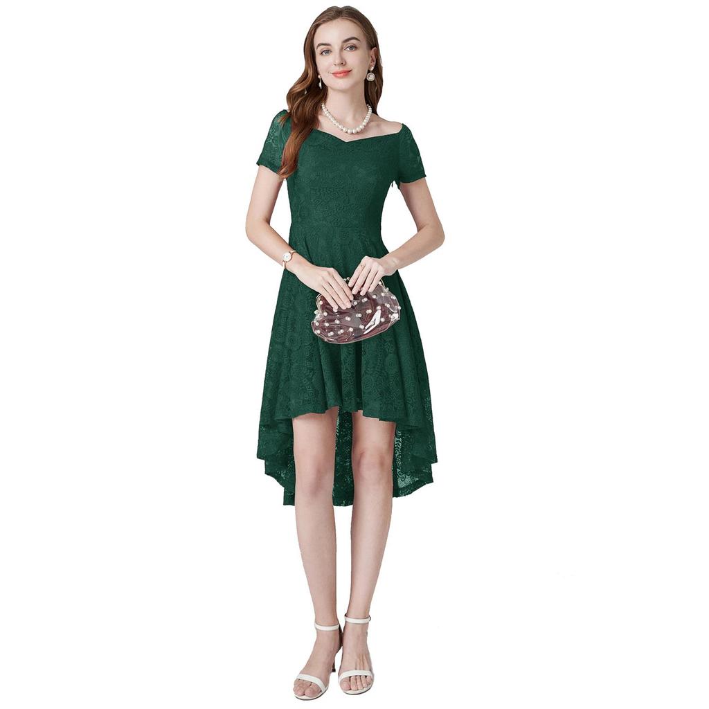 Женское вечернее платье миди, кружевное платье с вырезом в форме сердца, высокие и низкие подолы, ретро-платья, бальное платье для выпускного вечера, свадебные наряды подружки невесты