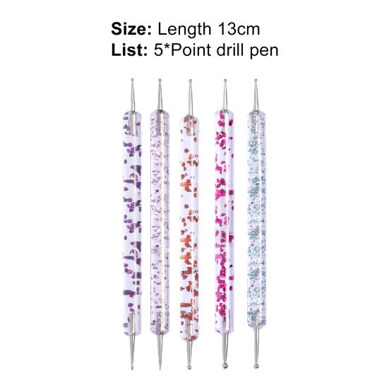 5Pcs/Set Nail Pen Long Lifespan Easy To Use Acrylic Double-Head Nail Art Drawing Liner for Beauty