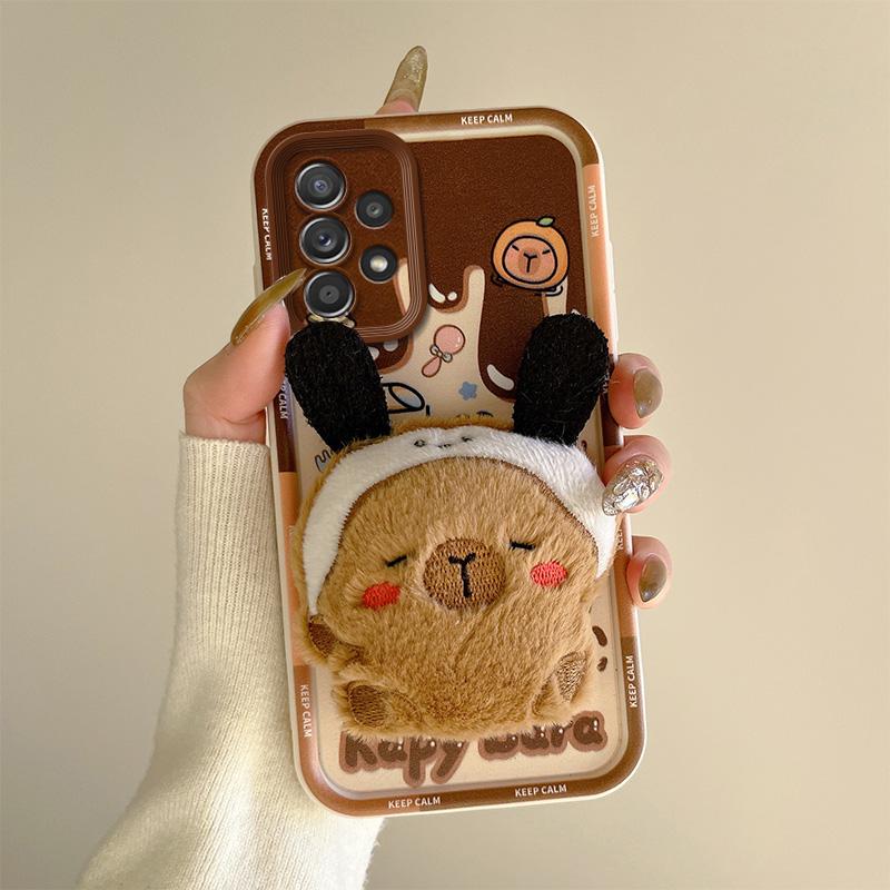 KEYSION Cute 3D Cartoon Plush Case for Samsung A53 5G A23 with Lanyard Silicone Shockproof Phone Cover for Galaxy A13 4G A53 5G