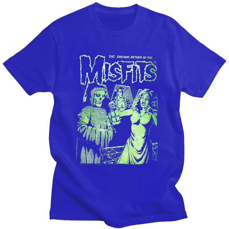 Custom Horror Punk Rock Misfits Skull Tshirts for Men Short Sleeve Leisure T Shirt Tshirt 100 Cotton Tee Gift