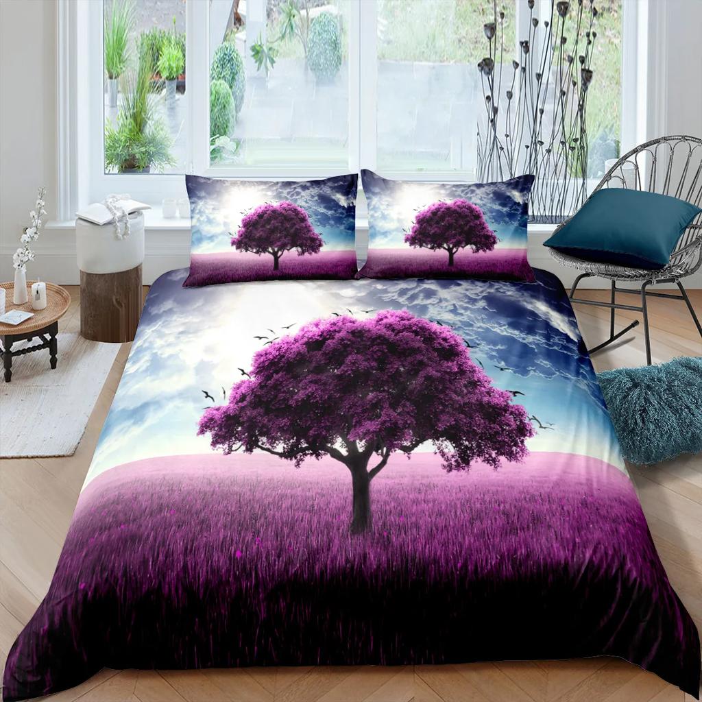 Пододеяльник Кинг-сайз 240x220 Фиолетовый Комплект постельного белья Зимний пододеяльник Наволочка Домашний текстиль Постельное белье Дерево жизни