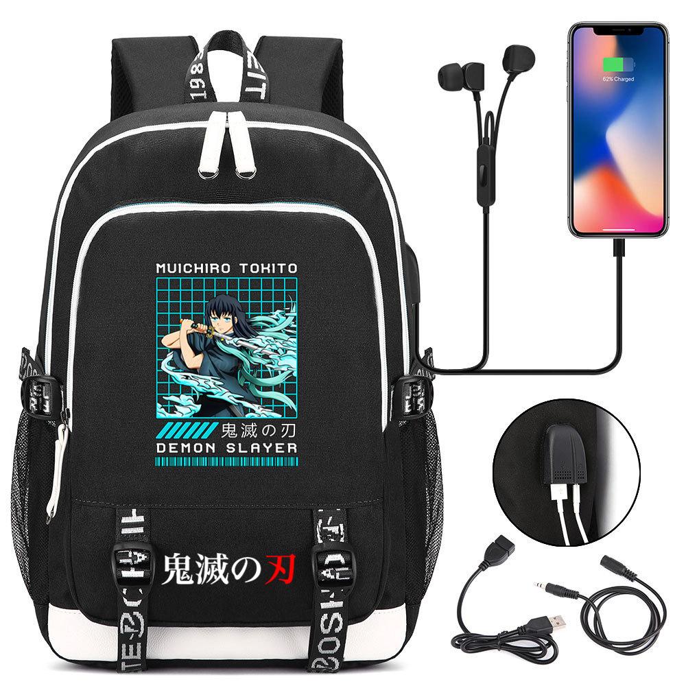 Student Backpack Multi-Function Usb Large-Capacity Travel Bag Ghost Extinguish Peripheral Printing Trend