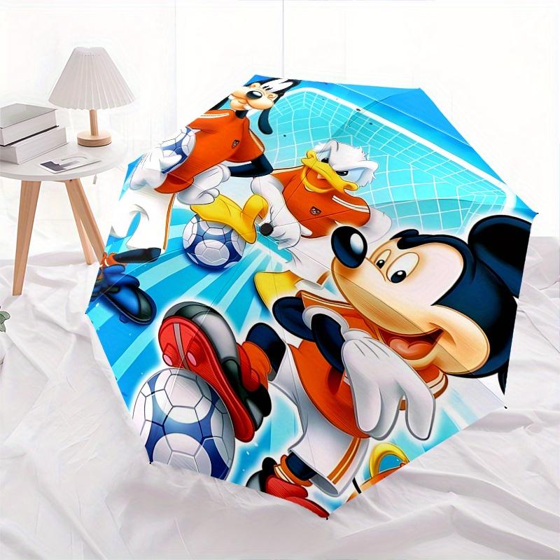 Mickey and Friends Automatic Umbrella Tri fold Portable Umbrella, Best Holiday Gift for Men and Women, Durable Iron Frame, Playful Design,