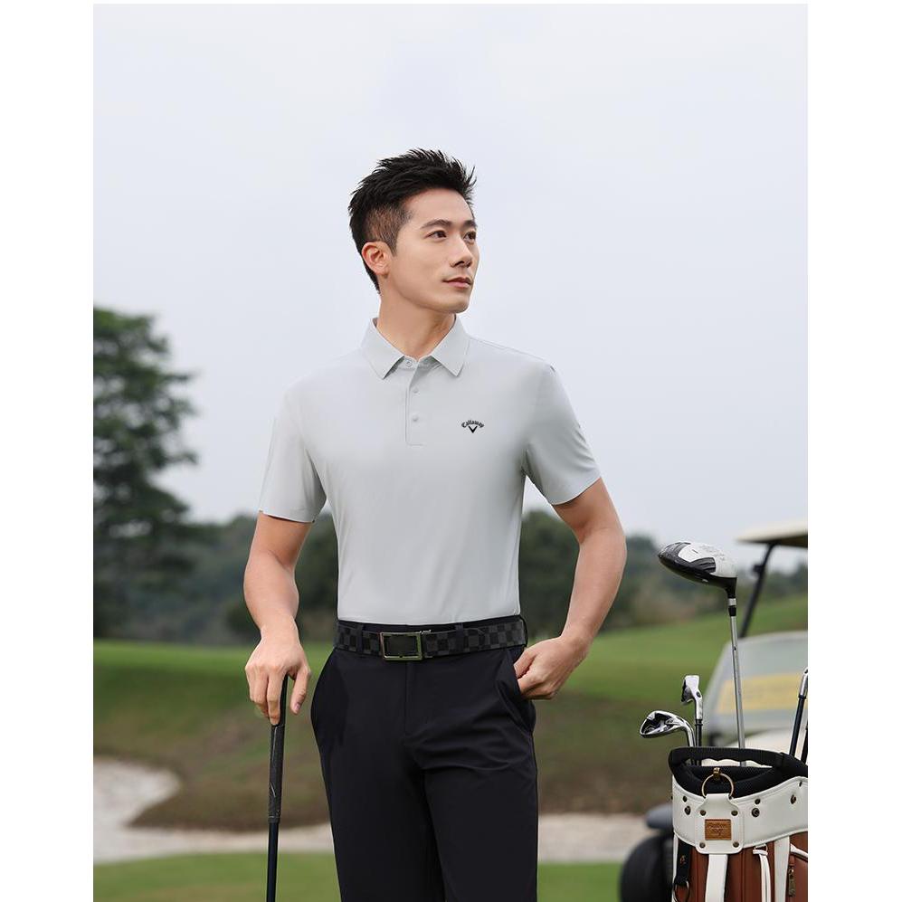 Callaway 2025 Лето Лето Вышитая Гольф Бизнес Досуг Спорт Стиль Легкий Плавающий Хлопок Однотонный Поло Рубашка