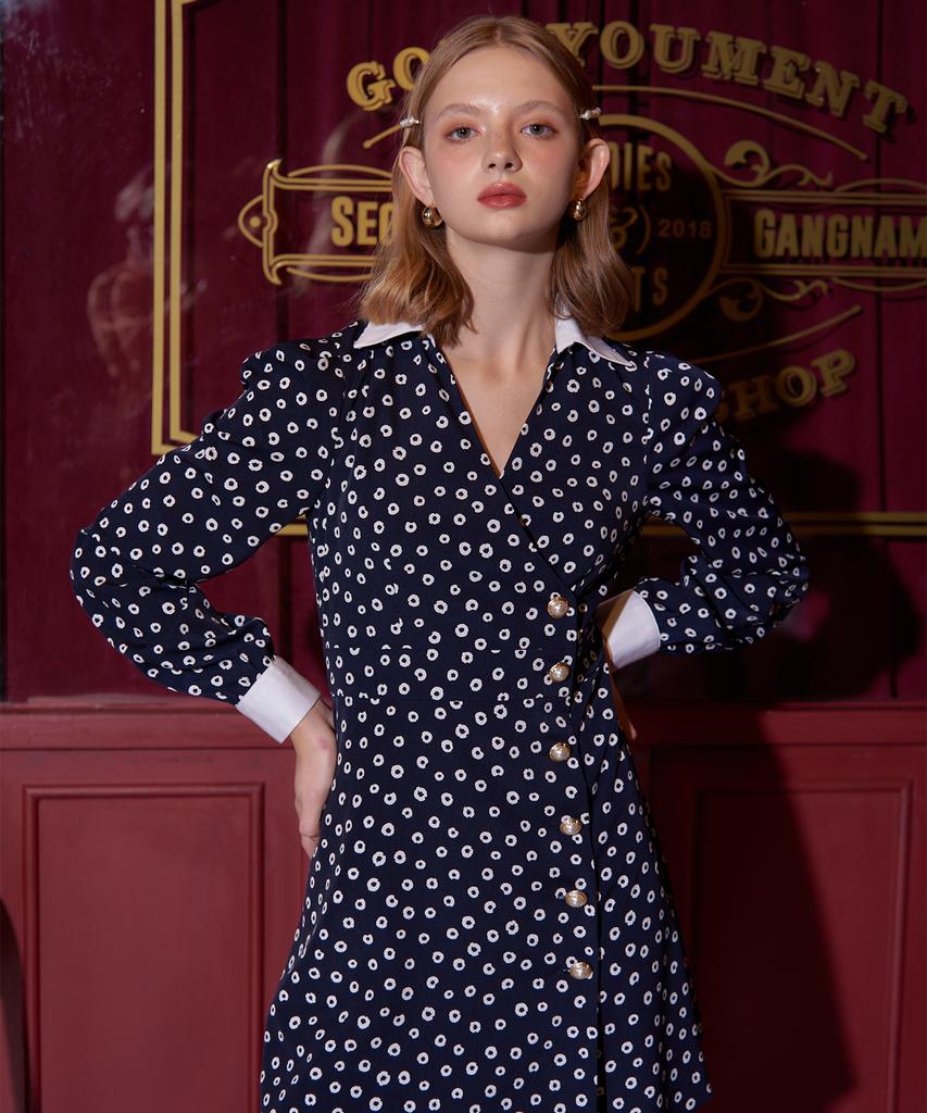 Salon De Yon Classic Wrap Dress_ Navy