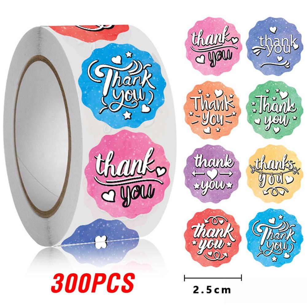 100-500pcs Thank You Paper Stickers Cookie Bag Cake Box Self-adhesive Sticker Christmas Party Gift Wrapping Supplies