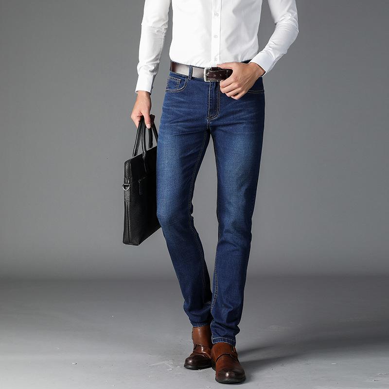Новые джинсы мужские свободные прямые летние тонкие срезы мужских брюк летние эластичные узкие длинные брюки Tide