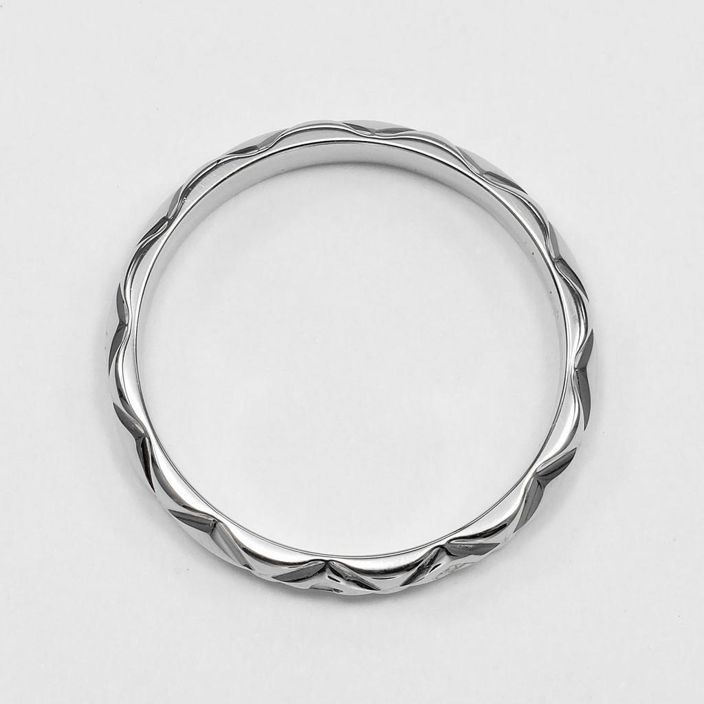 CHANEL Matelasse Small Ring Pt950Platinum #3.9(US Size) 2.4g Women Used