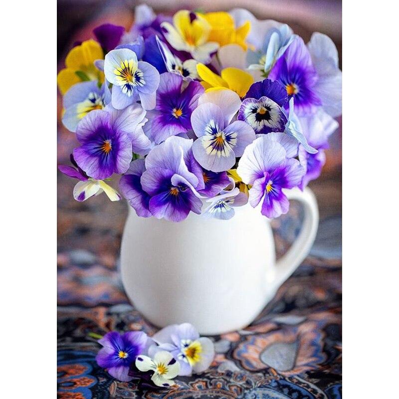 5D DIY Алмазная картина Свежий цветок Алмазная вышивка Цветочная сцена Вышивка крестом Полный круглый дрель Домашний декор Ручной подарок