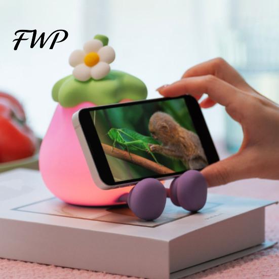 Cute Eggplant Night Light Light, Tap Touch Control Bedside Lamp, 3 Brightness Levels & Kids Bedroom Lighting Auto 30-Min Timer, USB Rechargeable