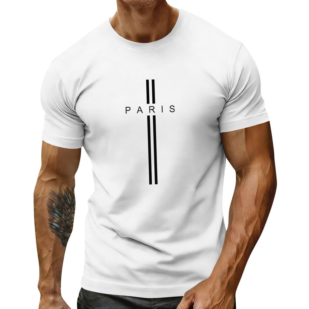 Мужская праздничная футболка с круглым вырезом и коротким рукавом, повседневная спортивная футболка