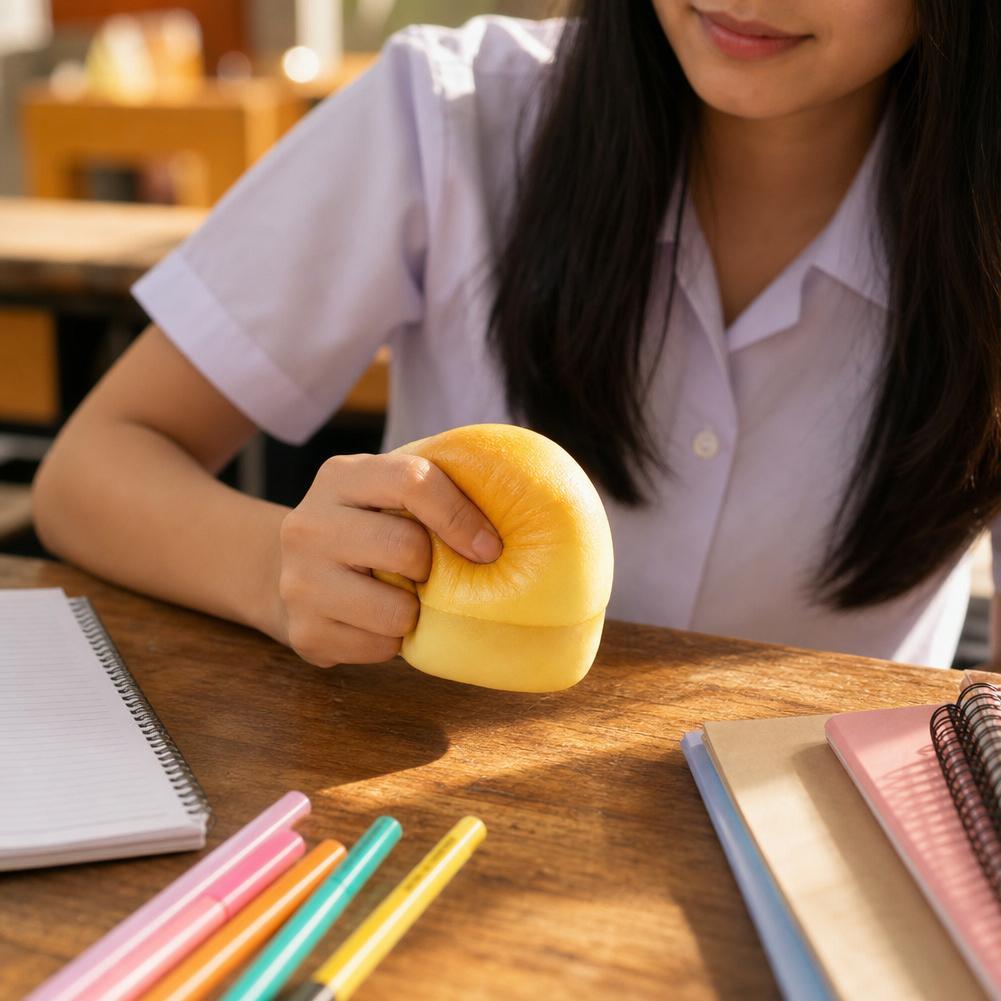 Slow Rebound Bread Squishy Toy Silent Stress Relief Squeeze Fidget Toy Portable Pu Foam Anxiety Relief Sensory Toy