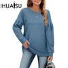 Women's Autumn and Winter Solid Color Hoodie Crewneck Splicing Women's Long Sleeve Top