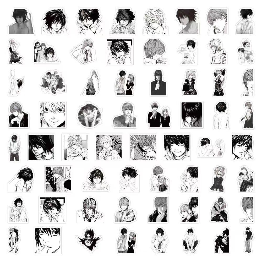 Наклейки «Тетрадь смерти» черно-белые, 60 шт. (не повторяется), водостойкий и солнцезащитный крем.