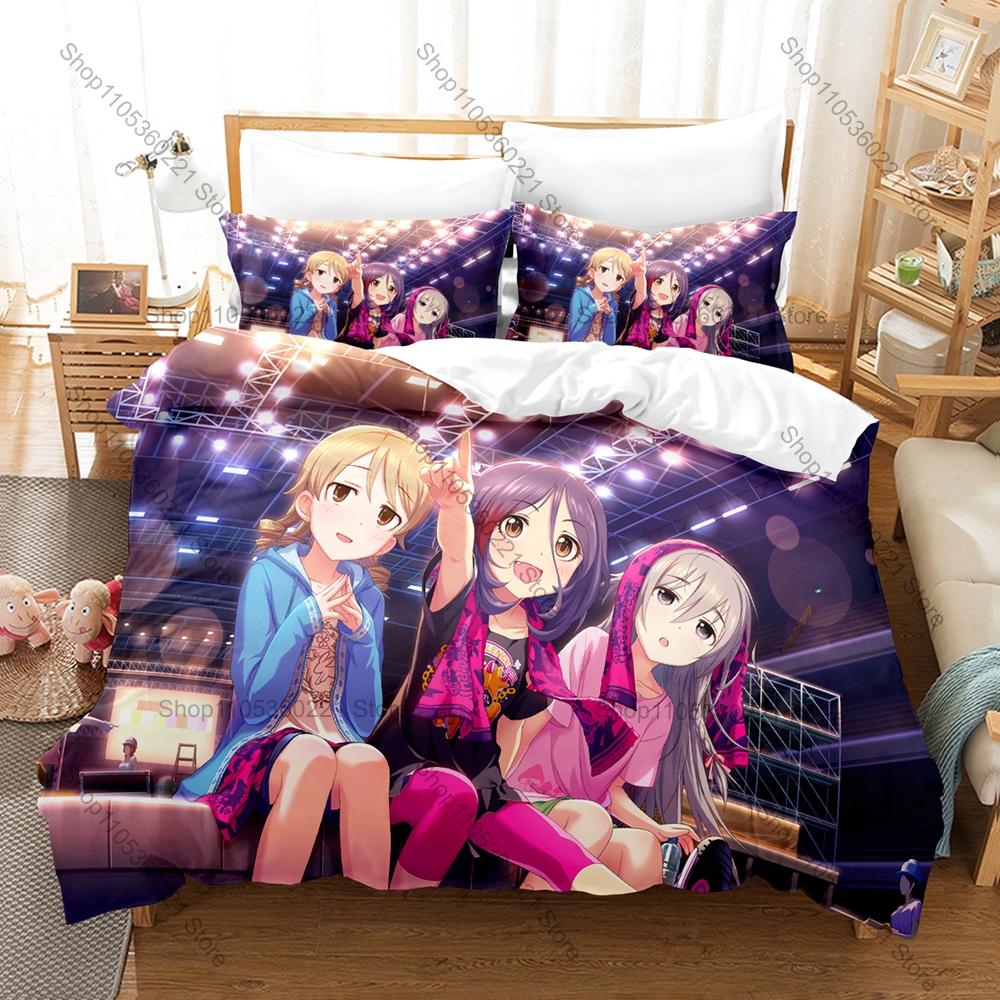Крутой Милый Набор Постельного Белья 3 в 1 с Рисунком Персонажей Idolmaster Cinderella Girls: Пододеяльник с Двумя Наволочками, Удобная Спальня