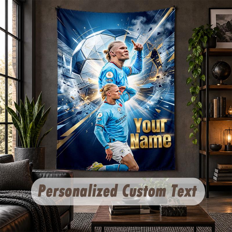 Personalized Wall Tapestry,Erling Haaland Custom Text, Soft Fabric Wall Art For Indoor Decoration