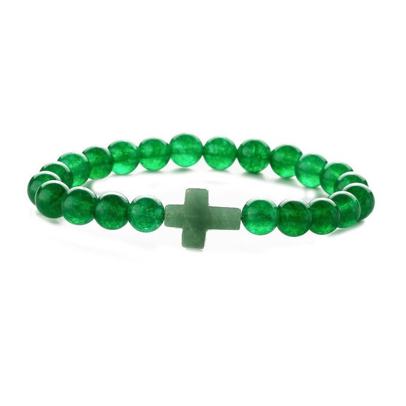 Natural stone bead cross bracelet women's simple bracelet beaded versatile bracelet European and American new multi-color bead bracelet.