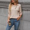YYFS Женская мода, повседневный однотонный принт, осень-зима, свитера-поло с длинными рукавами и воротником