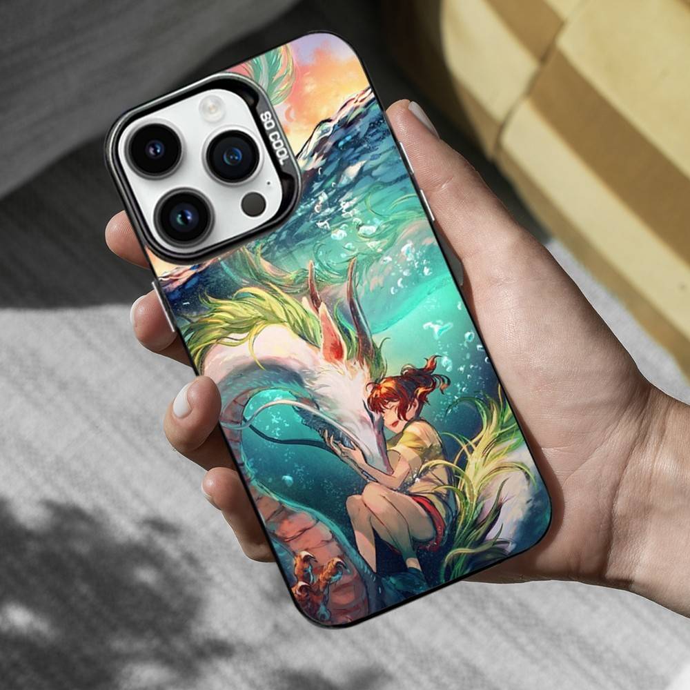 Чехол для телефона Ctue S-Spirited A-Away Аниме для iPhone 16,15,14,13,12,11,Mini,Pro,MAX Черный Матовый Ударопрочный Чехол