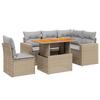 6 piece garden sofa set with cushions beige poly rattan